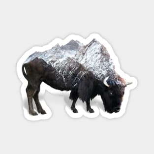 Dramabite Bison Buffalo Double Exposure Surreal Wildlife Native Animal Magnet