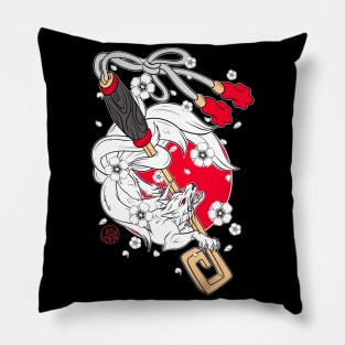 Japanese fox and Inari key Pillow