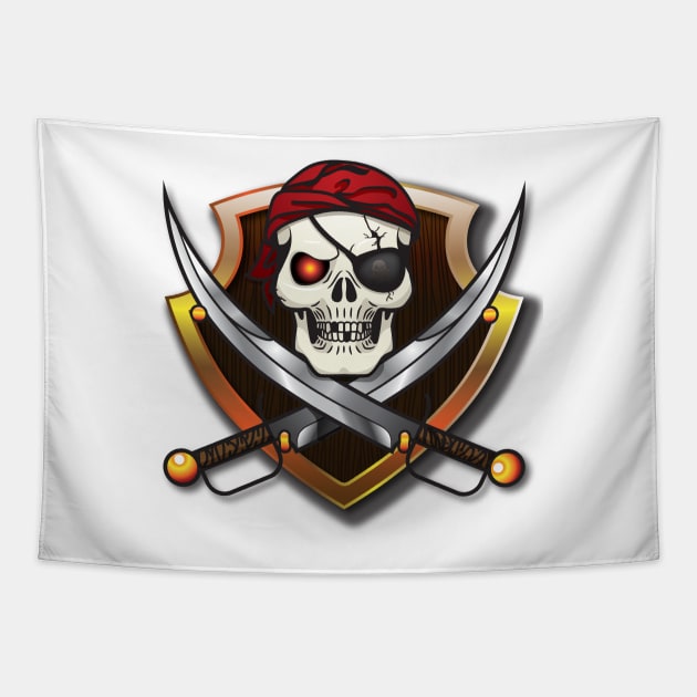 Pirate Skull Tapestry by Qspark