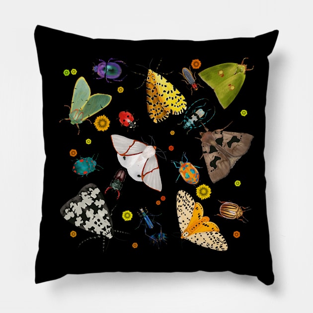 Beetles and butterflies Pillow by Fantasy World of Jako Rila