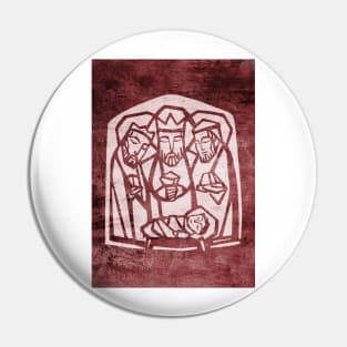 Illustration of the three wise men and baby Jesus Christ Pin