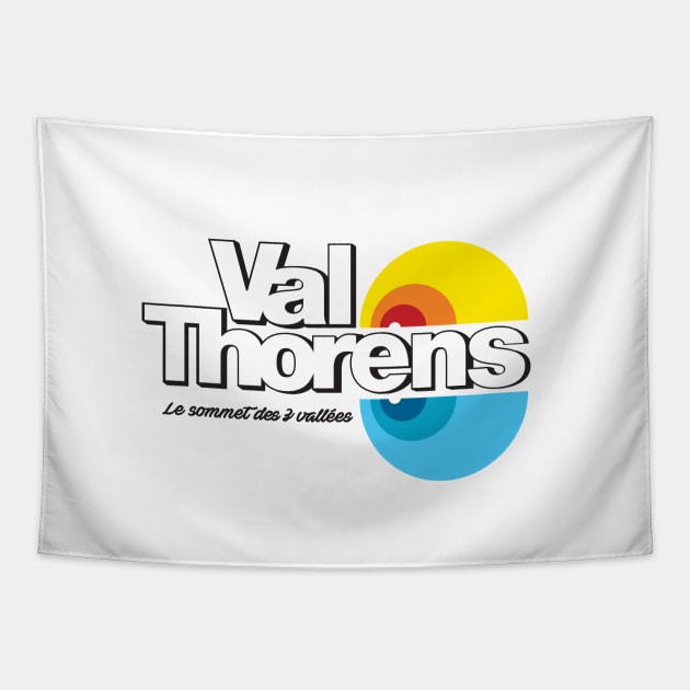 Vintage 1970's Val Thorens ski resort logo Tapestry by retropetrol