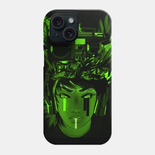 Cyber punk with glowing face Phone Case