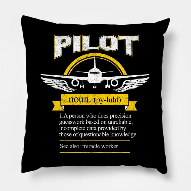 funny pilot dictionary definition Pillow by Cattle and Crow