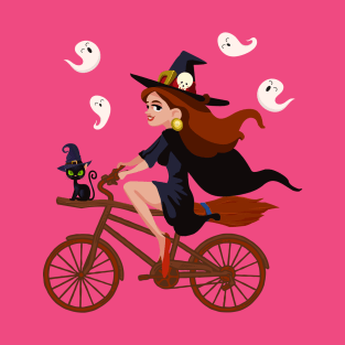 Cycling Witch , Cyclist Witch, Biker Witch, Rider Witch, Funny Halloween Pun For Cyclist and Cycling Lovers T-Shirt