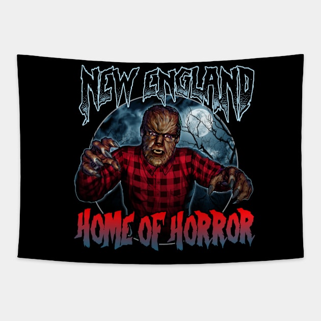 New England Werewolf Logo Design Tapestry by New England Home Of Horror