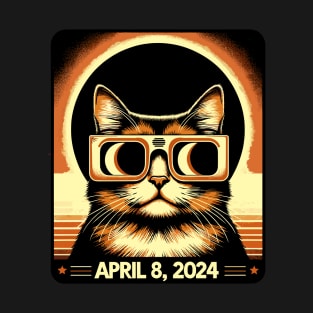 Cat in Eclipse Glasses Totality 2024 Total Solar Eclipse T-Shirt