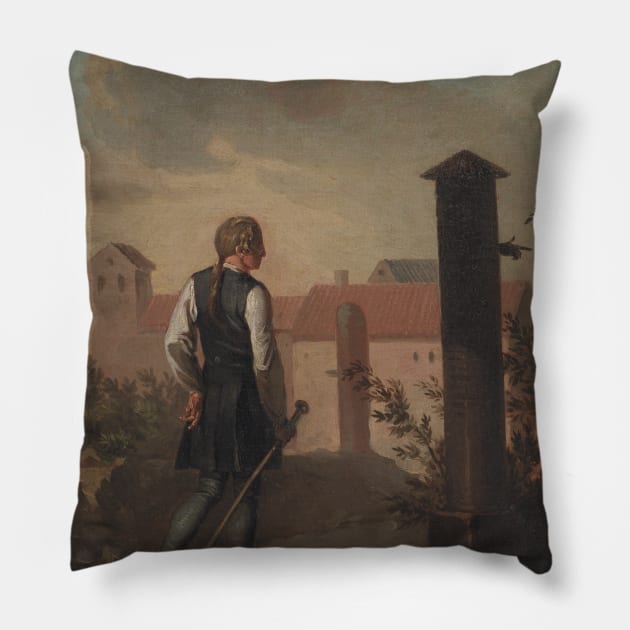 Niels Klim in Potu by Nicolai Abildgaard Pillow by Classic Art Stall