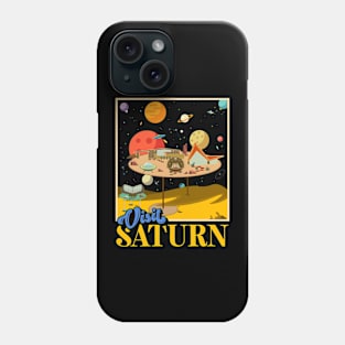 Retro Visit Planet Saturn Mid Century Style Space Travel Phone Case