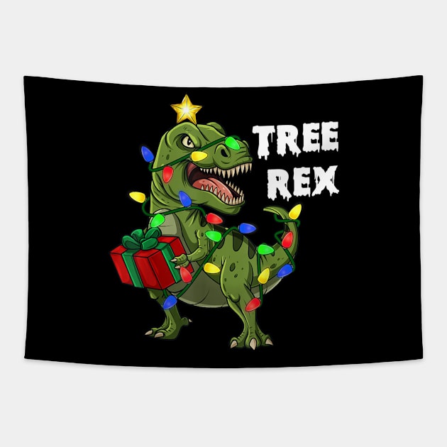 Christmas Dinosaur Tree Rex Boys Girls Kids Xmas Gift Tapestry by SloanCainm9cmi