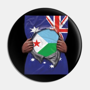 Djibouti Flag Australian Flag Ripped - Gift for Djiboutian From Djibouti Pin