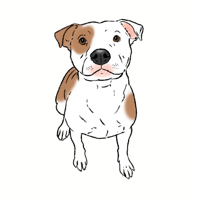 White Pitbull with Spots, Sitting Pittie by sockdogs