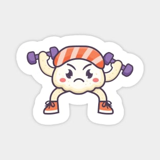 Kawaii nigiri sushi weightlifting dumbbells Japanese cute food vintage 90s Magnet