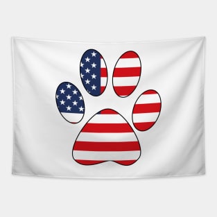 American Flag Dog Paw Tapestry