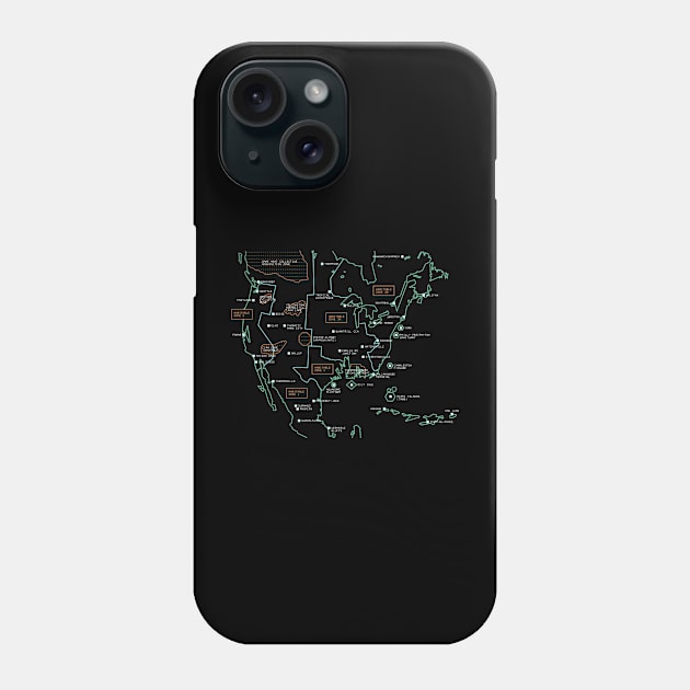 North American Habitable Zones Map Phone Case by DYSTOP-O-MART