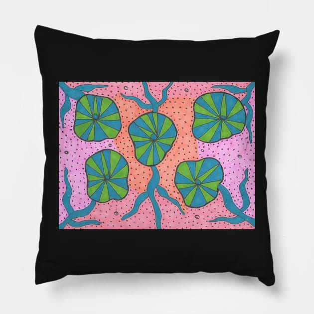 Ocean Floor Greenery Abstract Pillow by DanielleGensler