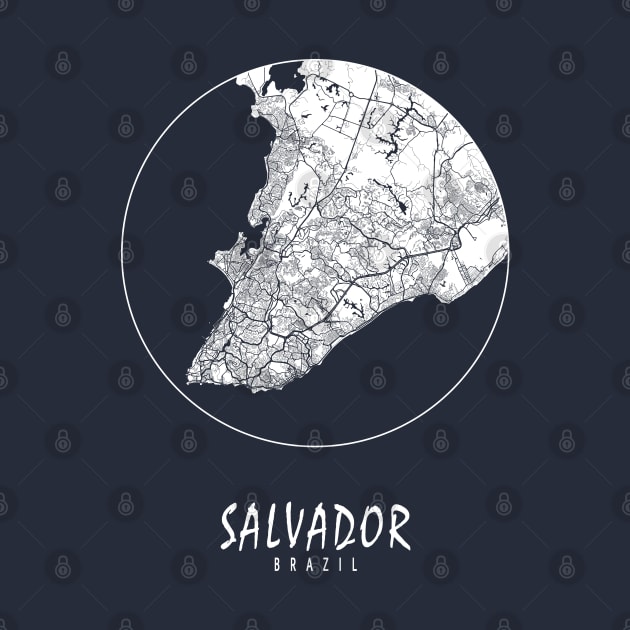 Salvador, Brazil City Map - Full Moon by deMAP Studio