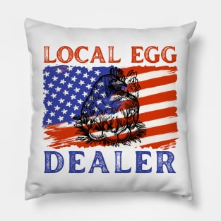 American Flag Local Egg Dealer Chicken Pillow