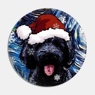 Black Goldendoodle Santa Pin