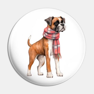 Boxer winter dog Pin