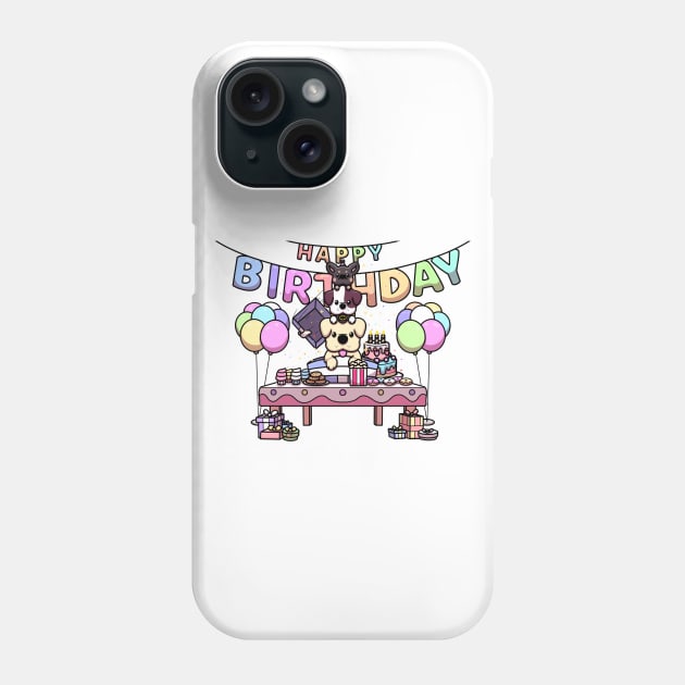 Kawaii Dog Birthday Party Phone Case by TheMaskedTooner