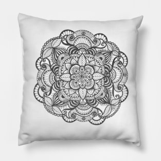 Black lineart mandala love doodle Pillow