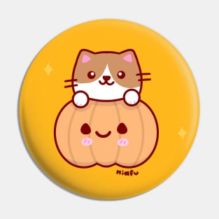 Kitty with a pumpkin Pin