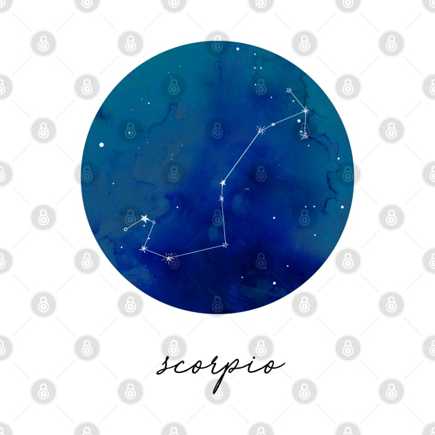 Scorpio Watercolor Zodiac Constellation by aterkaderk