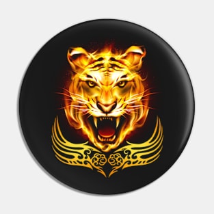 Orange Fire Tiger Cat Pin