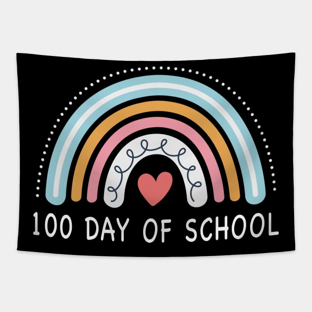 Happy 100th Day Of School Teacher Kids 100 Days Rainbow Tapestry by ZimBom Designer