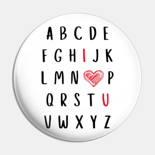 Nursery Teacher Gift Valentine Alphabet I Love You Pin