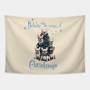 Belive in the magic of Christmas, French Bulldogs Christmas tree, french bulldog lovers gifts and Merry Christmas Tapestry