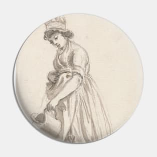 A Girl with a Watering Can facing left- Sarah Hough, Mrs. T.P. Sandby's Nursery Maid by Paul Sandby Pin