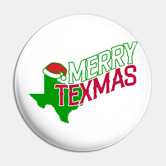 Merry Texmas State with Santa Hat Pin by BRAVOMAXXX