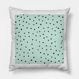 Pastel Green, Blue, Black Dot Print Pillow