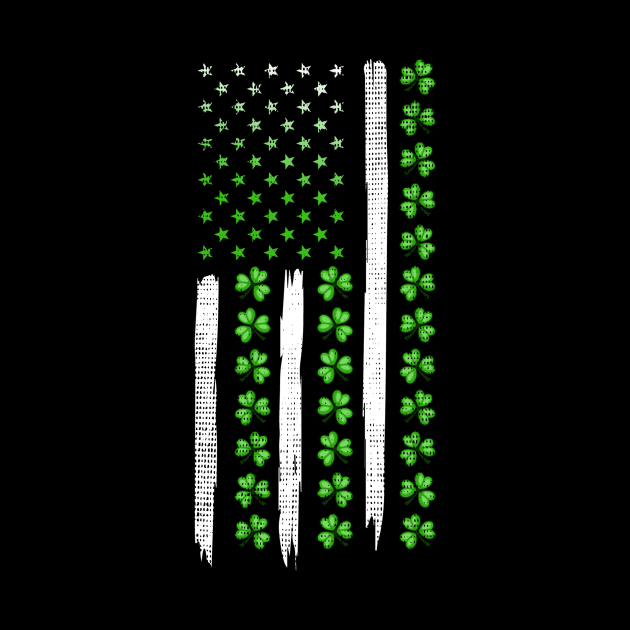 Shamrock America Flag St. Patrick's Day by Quotes NK Tees