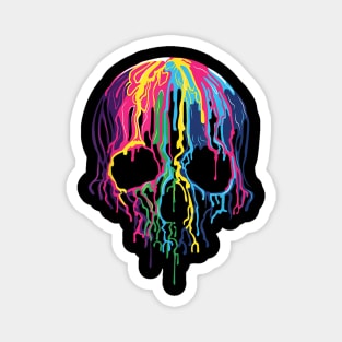 Colorful Melting Skull Art Graphic Halloween Magnet