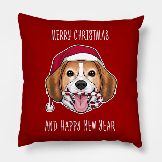 Merry Xmas for beagle lovers Pillow by ZlaGo