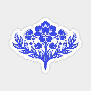 Bold blue floral damask Magnet