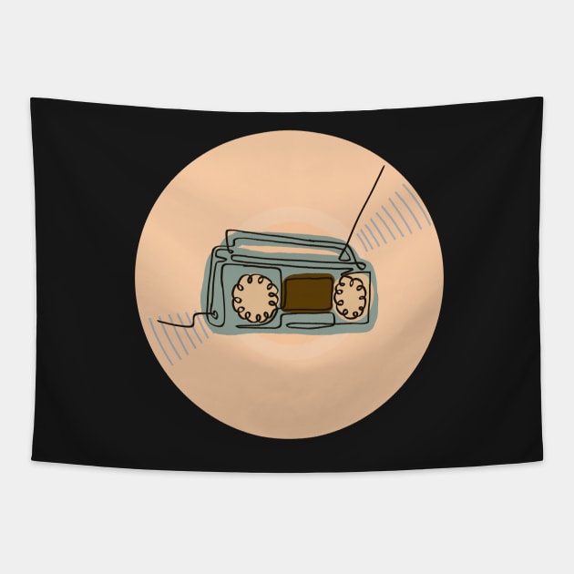 Vinyl - Radio minimalist line art Tapestry by SwasRasaily