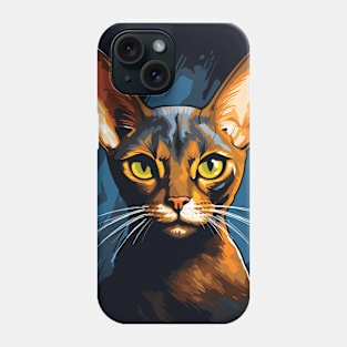 Abyssinian Cat Portrait on a Black Background Phone Case