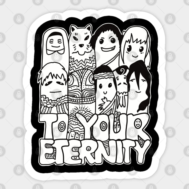 All The Characters In To Your Eternity Or Fumetsu No Anata E Anime Are  Drawn With Cool And Cute Black And White Doodles - To Your Eternity -  Posters and Art Prints
