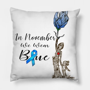 Diabetes awareness Womens In November We Wear Blue Diabetes Flower Gift Pillow