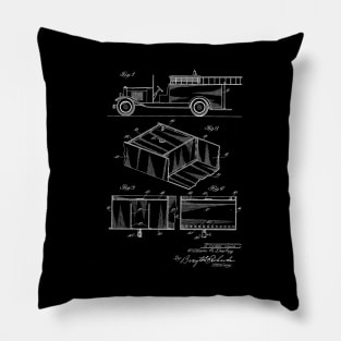 Fire Truck Vintage Patent Drawing Pillow