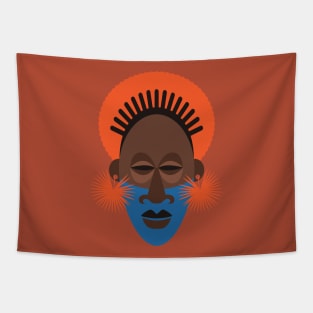 Afrocentric Terracotta Mask Tapestry