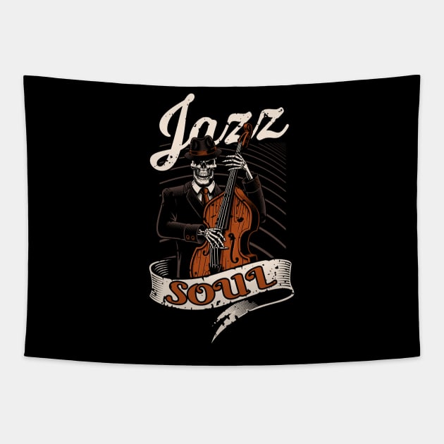 Jazz Soul Bass Musician Tapestry by Foxxy Merch