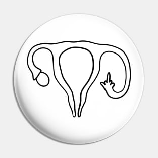Middle finger uterus lineart black Pin