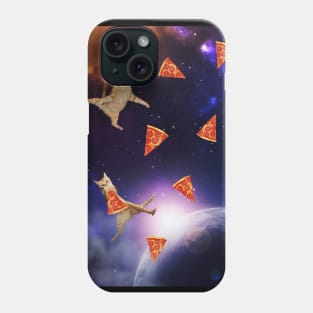 Flying cats and pizza in space Phone Case