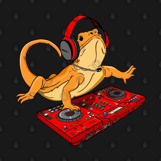 Bearded Dragon DJ Disc Jockey by HiDearPrint