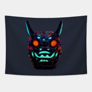 Futuristic Oni Mask Tapestry